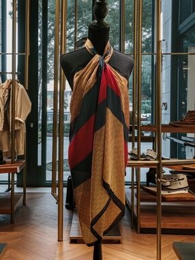 SCARF/Ladies Silk Scarf /Hijab Monogram Style| Head Wrap/ Beach Cover Up NWOT